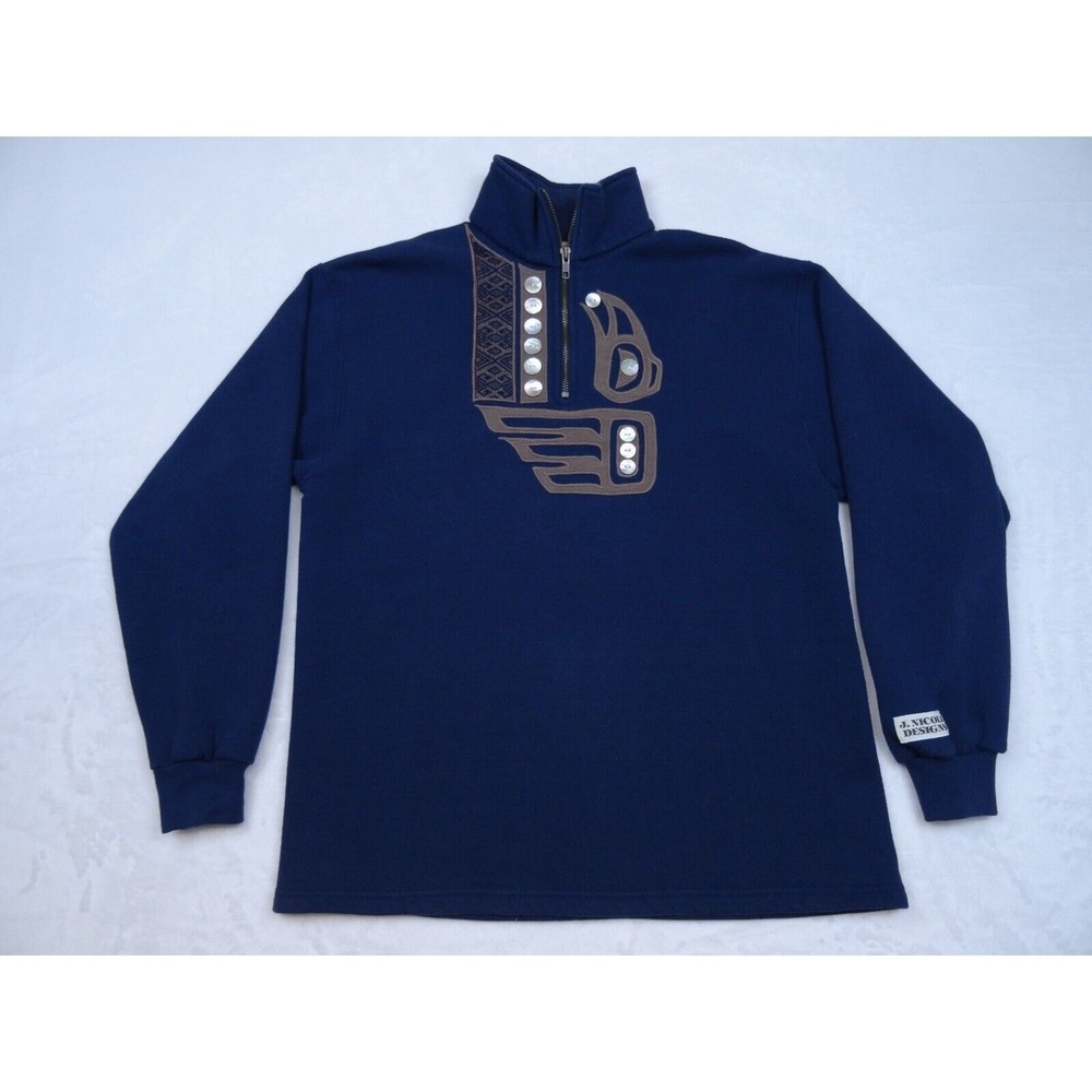 Vintage Lee‎ Heavyweight Sweatshirt Womens Size M Blue J Nicoll Designs Aztec